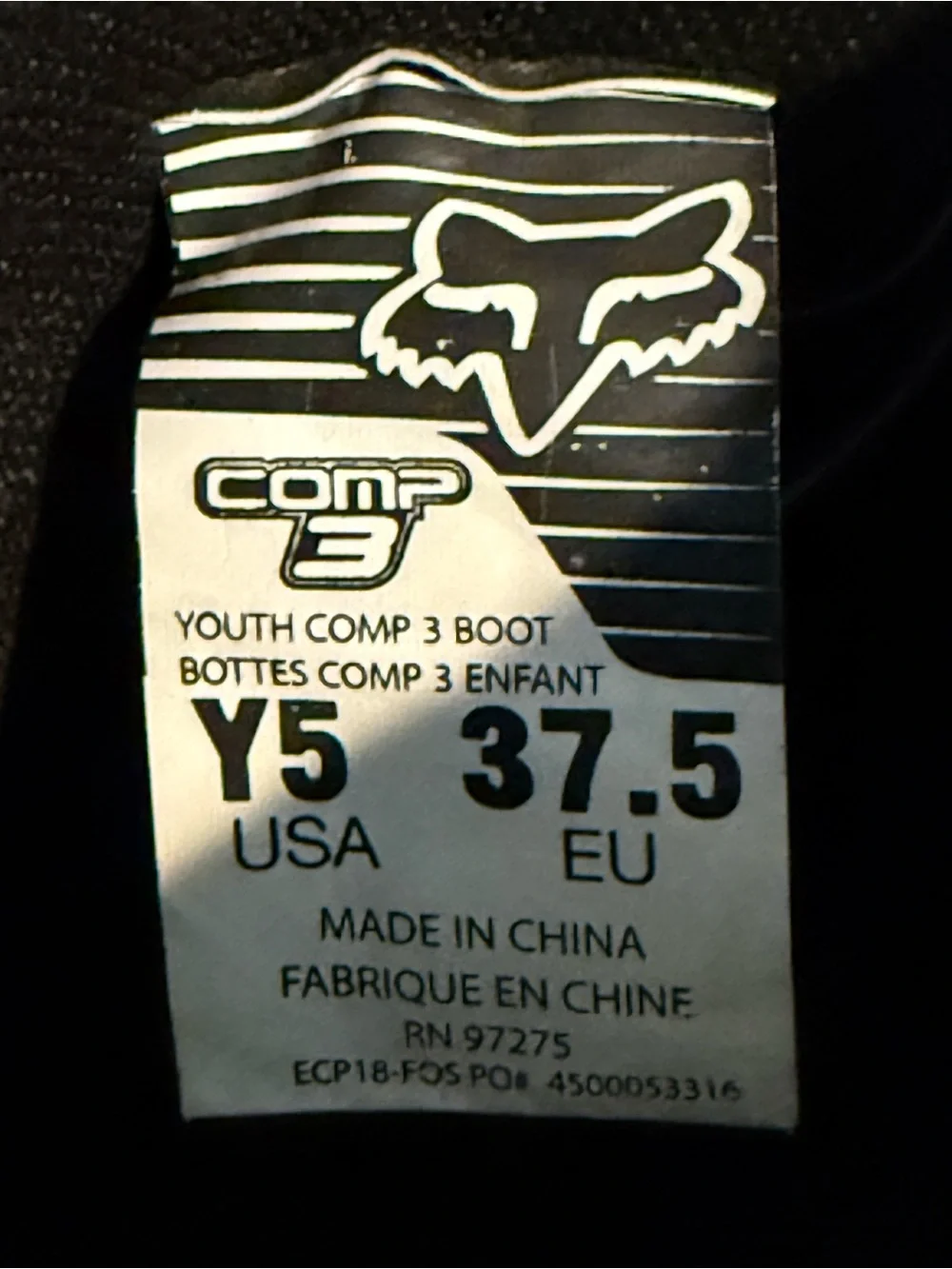 Fox Kids Black and White Motocross Boots - Picture 4 of 4